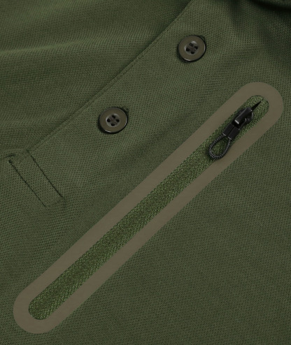 Men's Dri-fit Solid Color Zip Up Pocket Polo Shirt