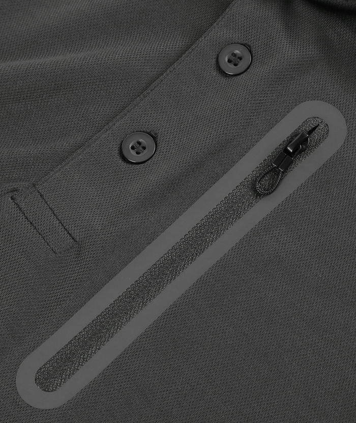 Men's Dri-fit Solid Color Zip Up Pocket Polo Shirt