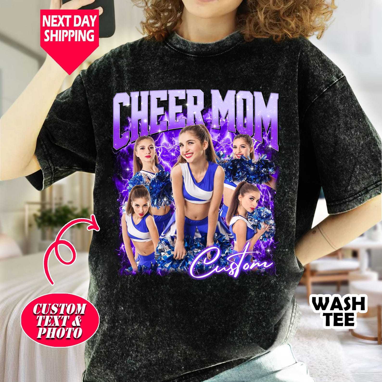 Unisex Custom Cheer Mom Custom Photo Cheer Leader 100% Cotton Graphic 