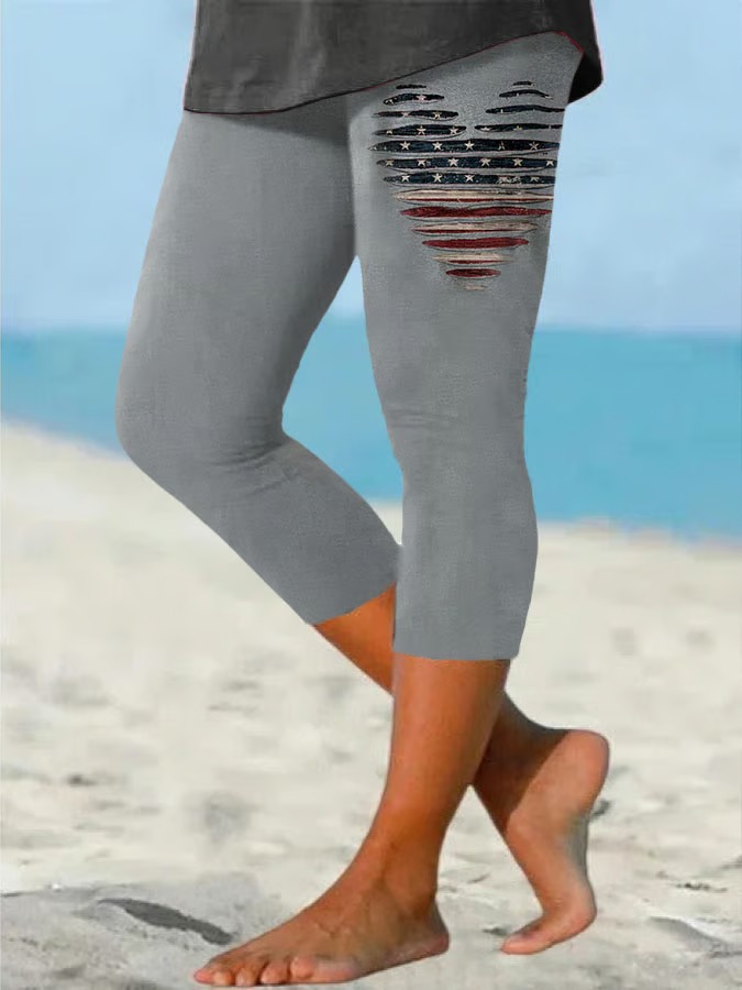 Women's Love Flag Print Independent Day Leggings