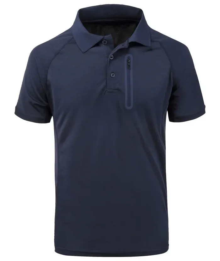 Men's Dri-fit Solid Color Zip Up Pocket Polo Shirt | Pod4team