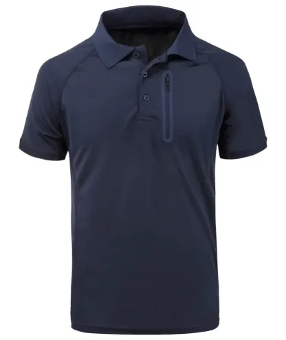 Men's Dri-fit Solid Color Zip Up Pocket Polo Shirt