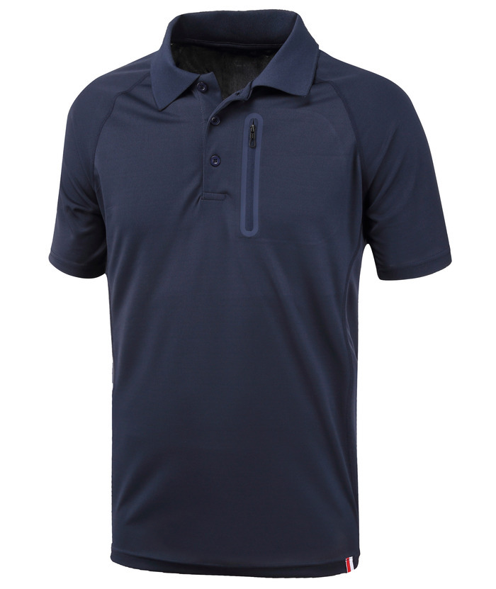 Men's Dri-fit Solid Color Zip Up Pocket Polo Shirt
