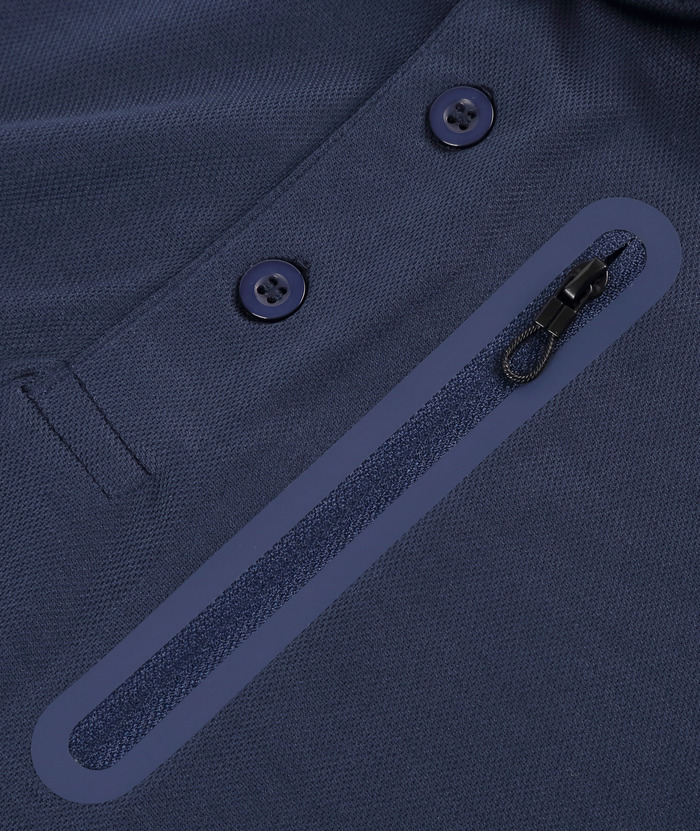 Men's Dri-fit Solid Color Zip Up Pocket Polo Shirt