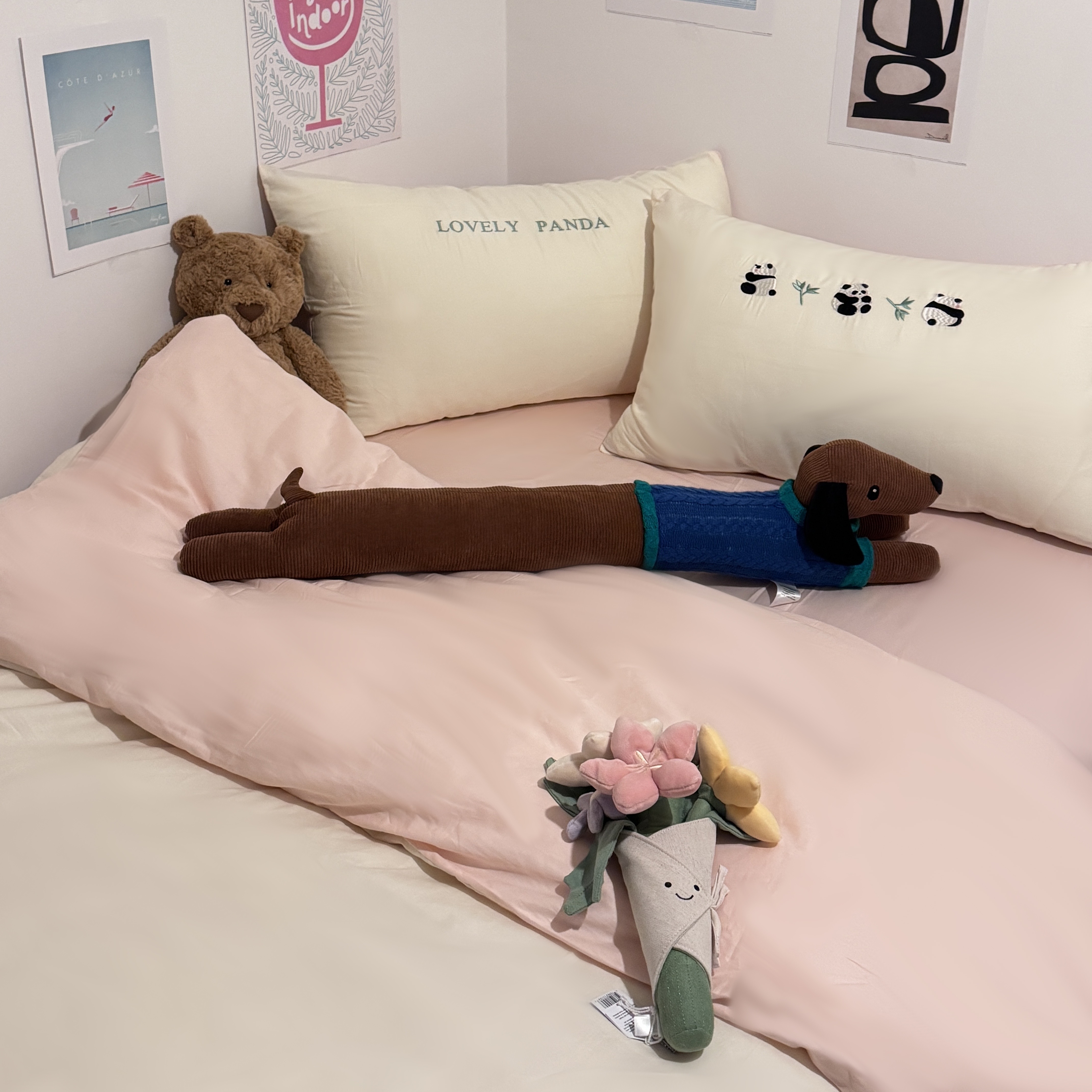 Panda Embroidered Pure Cotton Complete Sets