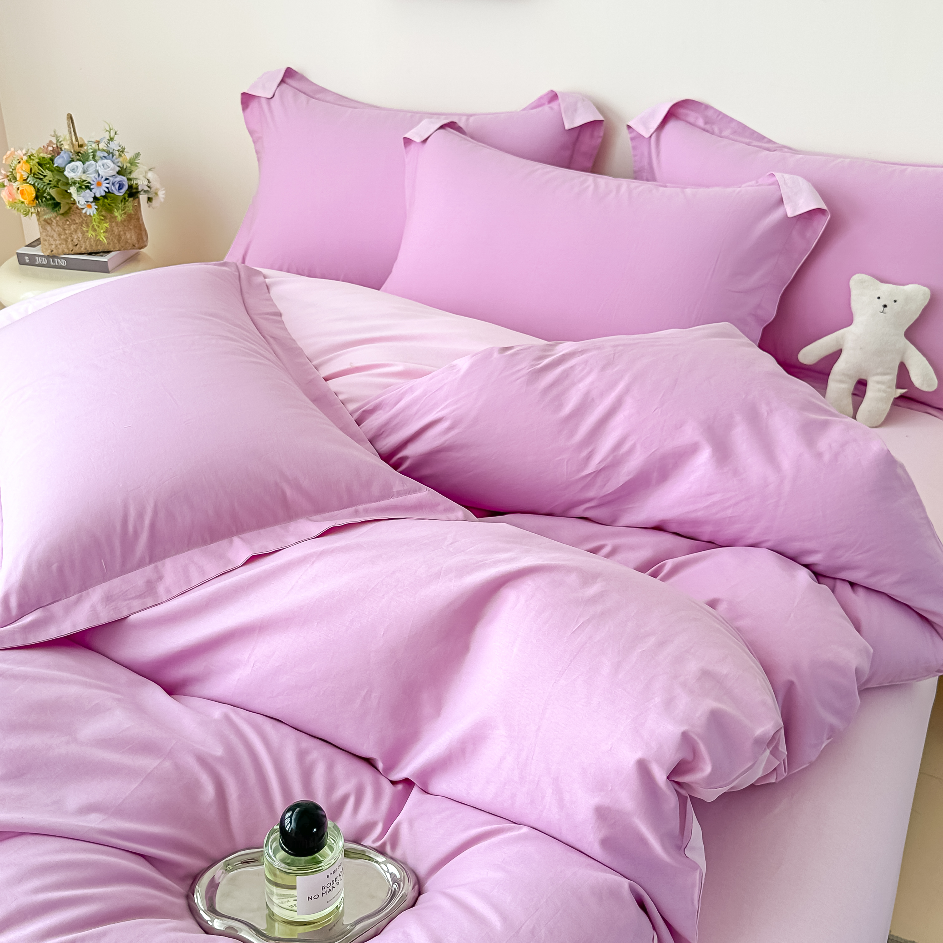 Purple Reversible Pure Cotton Full Bedding Set