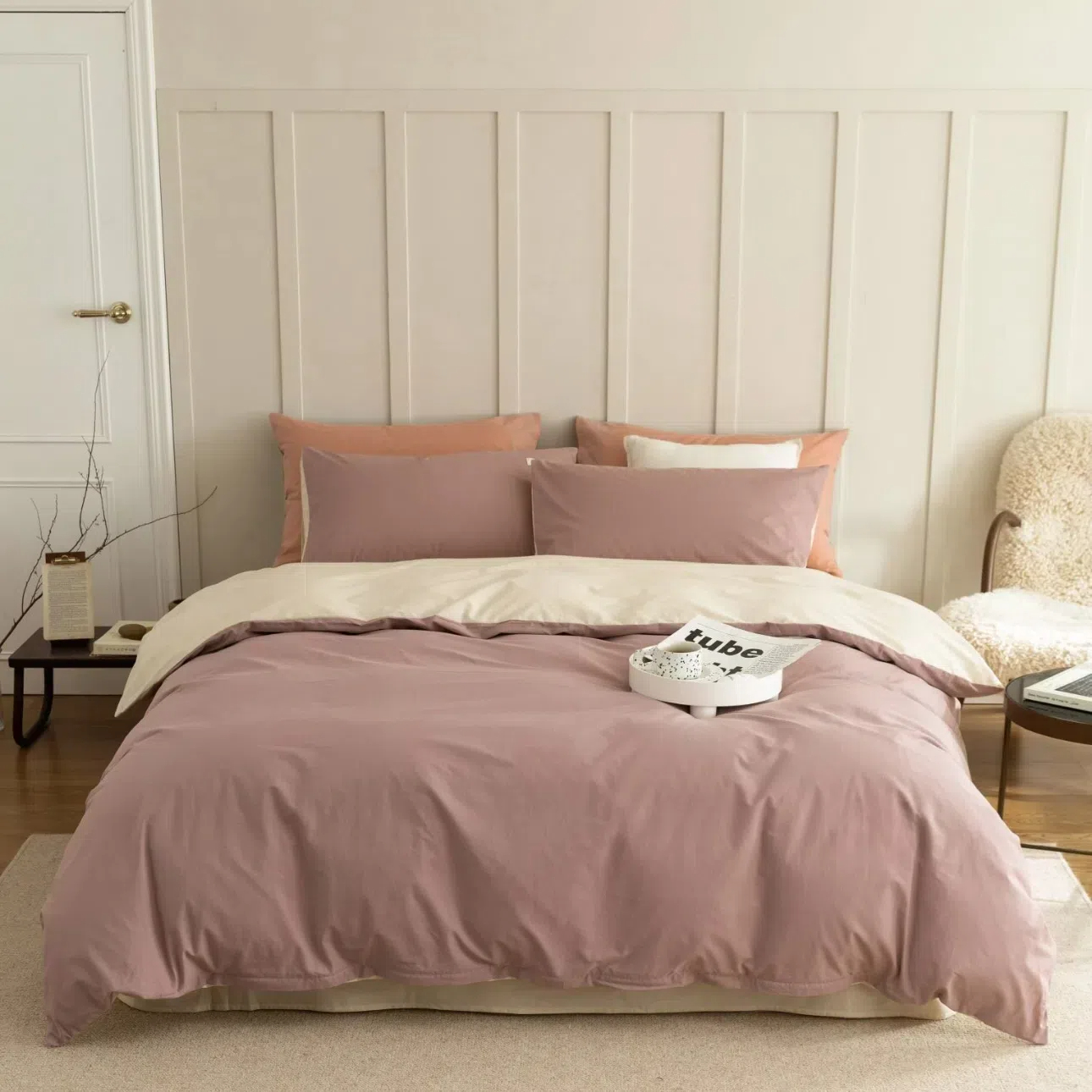 Blush Pink Reversible Pure Cotton Complete Sets