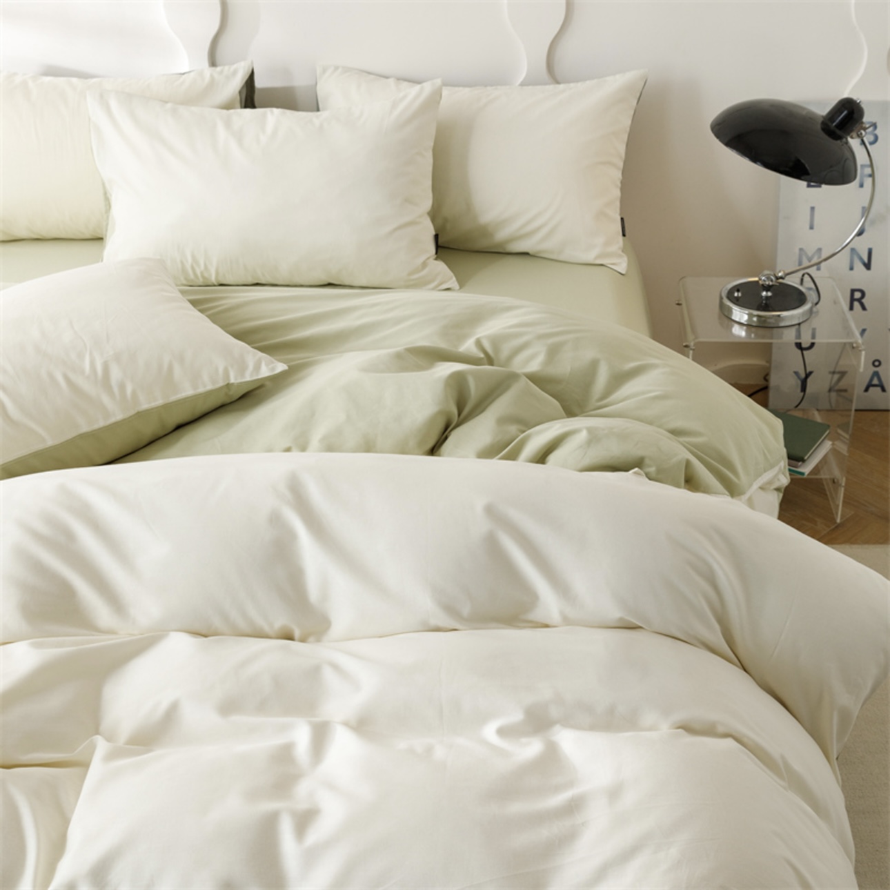Green Reversible Pure Cotton Full Bedding Set