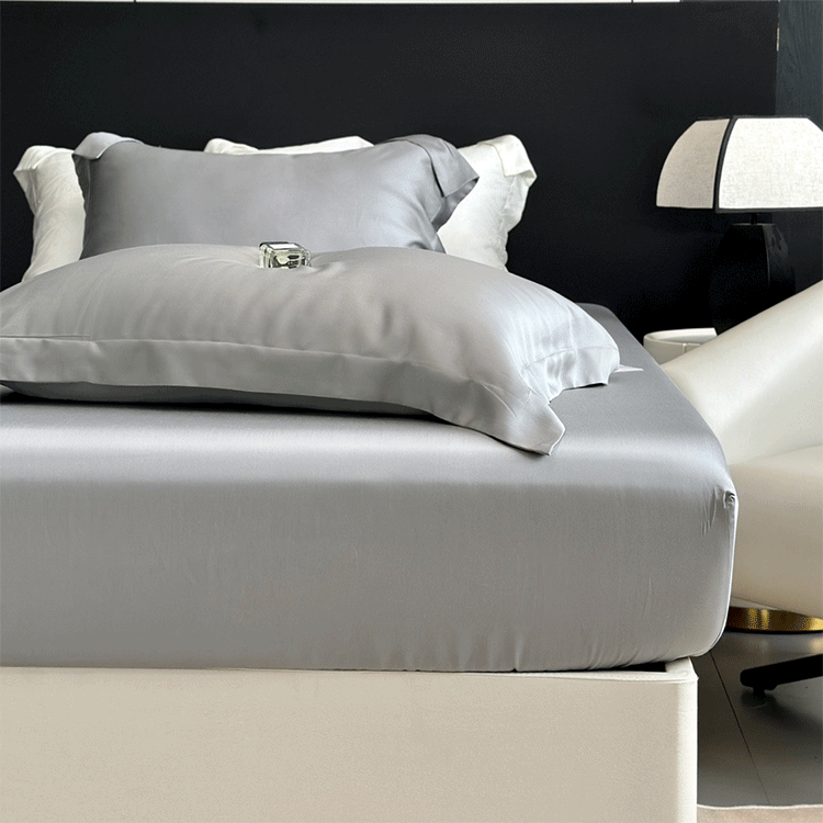 Tencel Fitted Sheet, White and Grey