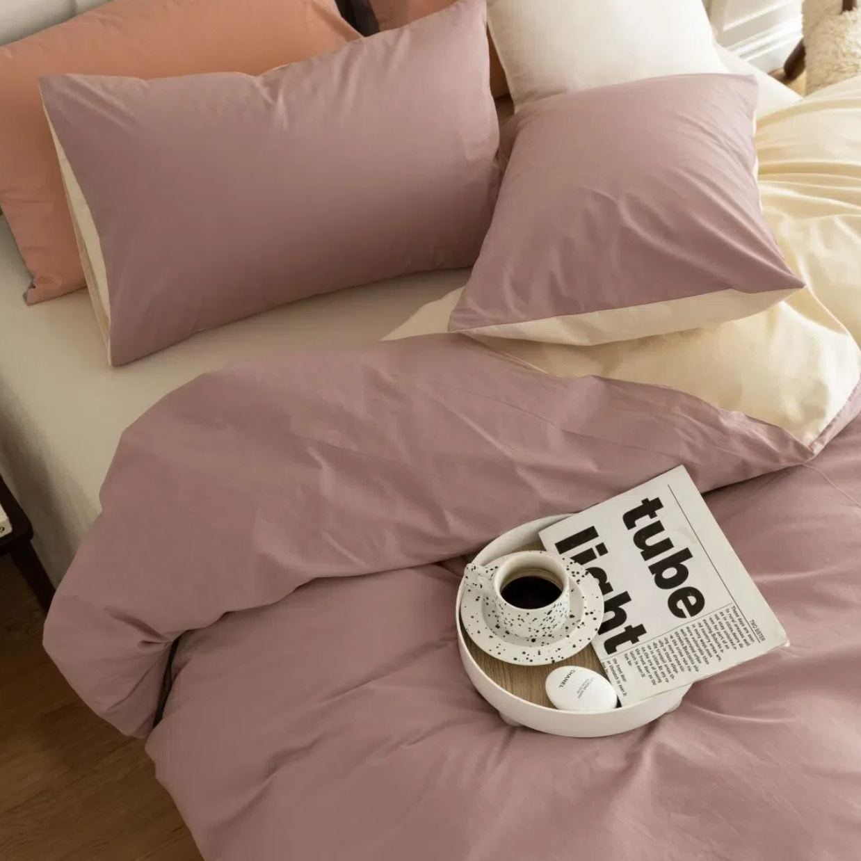 Blush Pink Reversible Pure Cotton Complete Sets