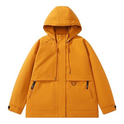 Men's short windproof hooded mountaineering jacket