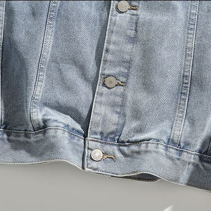 Men's short casual multi-pocket lapel denim jacket