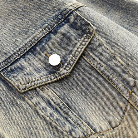 Men's short retro lapel long-sleeved denim jacket