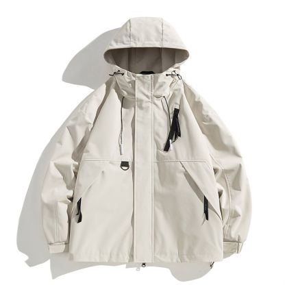 Men's loose casual short hooded mountaineering jacket