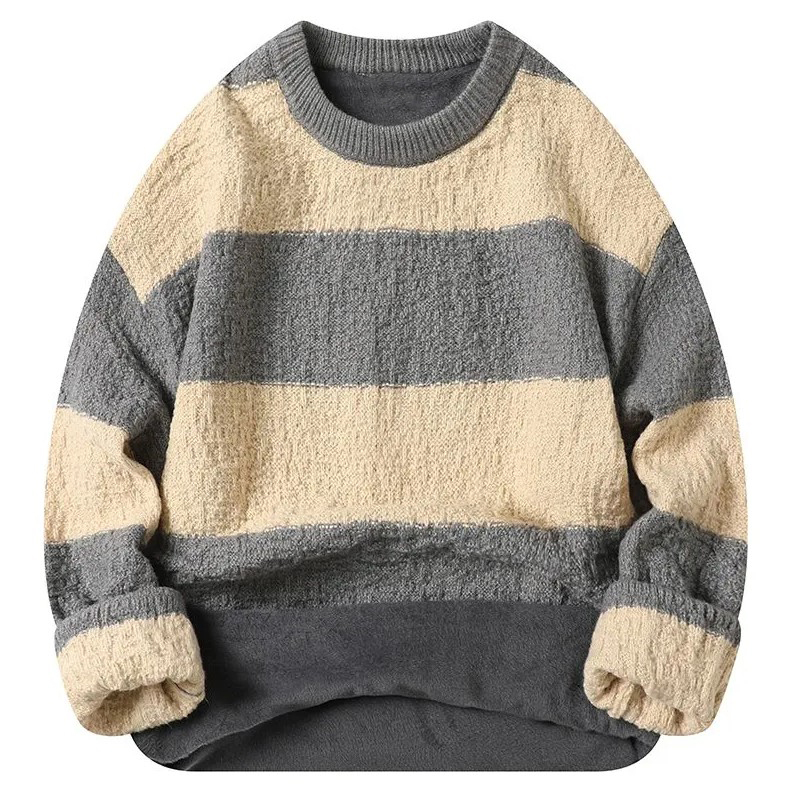 Men's casual warm round neck knitted sweater