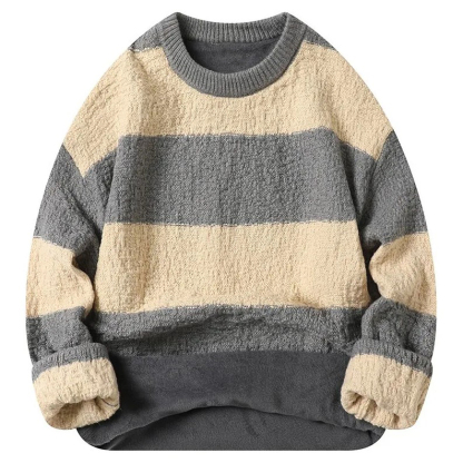 Men's casual warm round neck knitted sweater