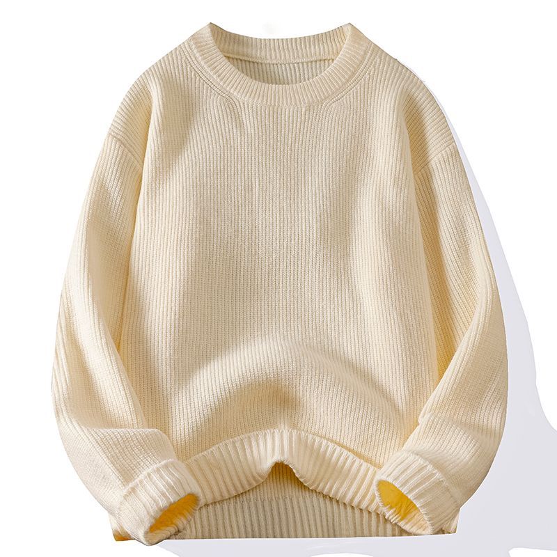 Men's thickened warm round neck knitted long-sleeved sweater