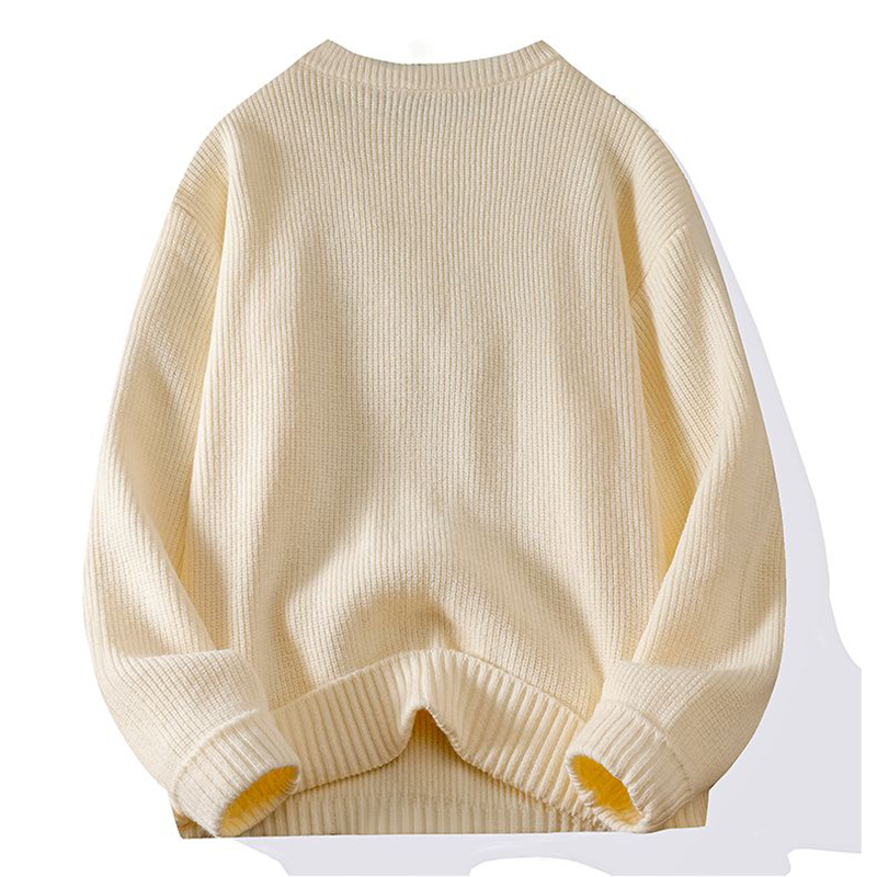 Men's thickened warm round neck knitted long-sleeved sweater