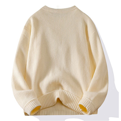 Men's thickened warm round neck knitted long-sleeved sweater