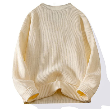 Men's short solid color V-neck knitted sweater