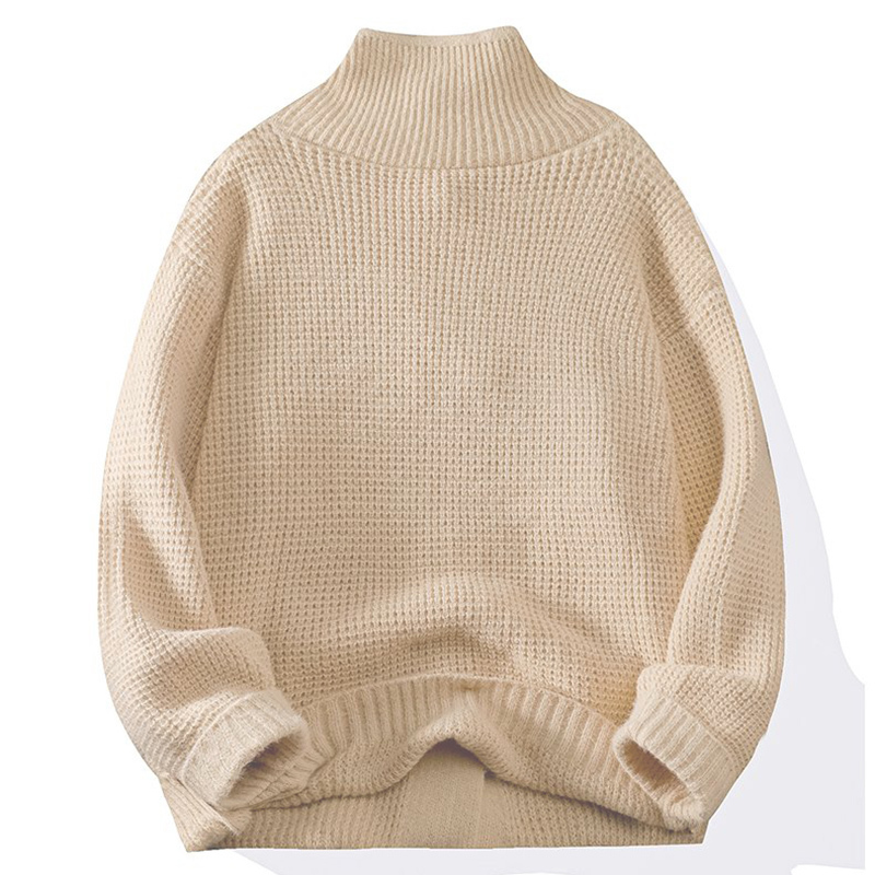 Men's warm turtleneck buttoned knitted sweater jacket