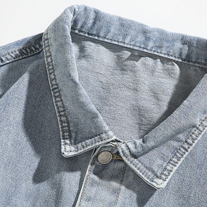 Men's short casual multi-pocket lapel denim jacket