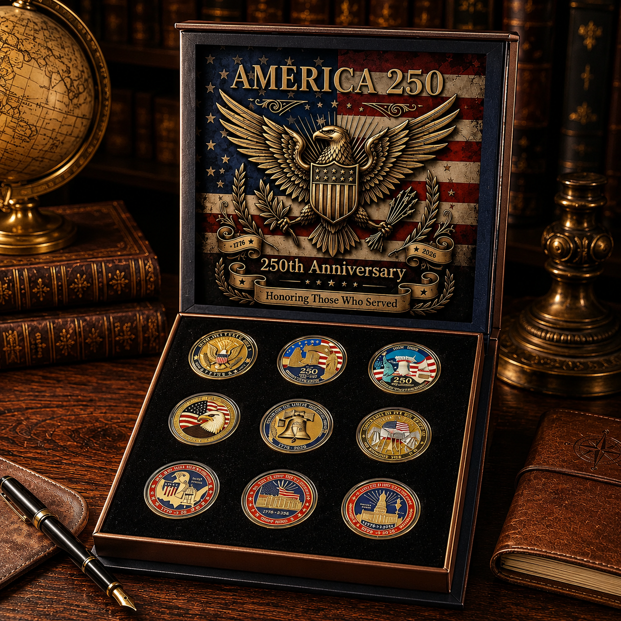 🔥LAST DAY 50% OFF✨9PCS USA 250th Anniversary Commemorative Coin Gift Set
