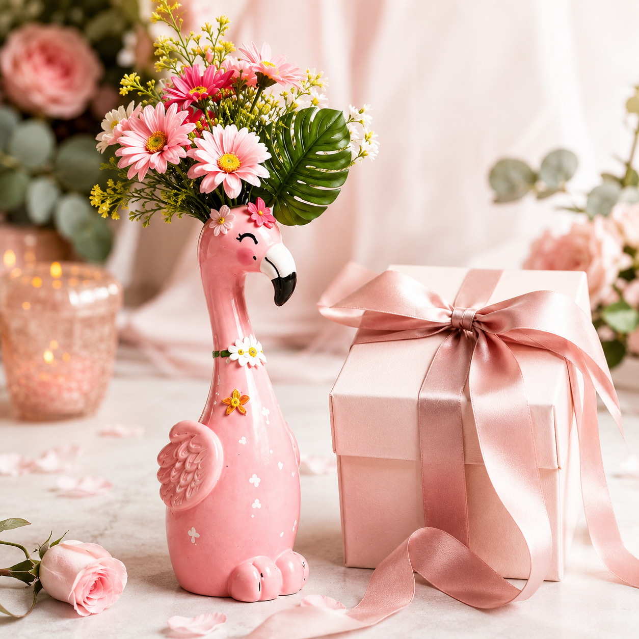 🔥Last 30pcs🎉-🦩 Cute Pink Flamingo Ceramic Vase|Home Table Decor💖