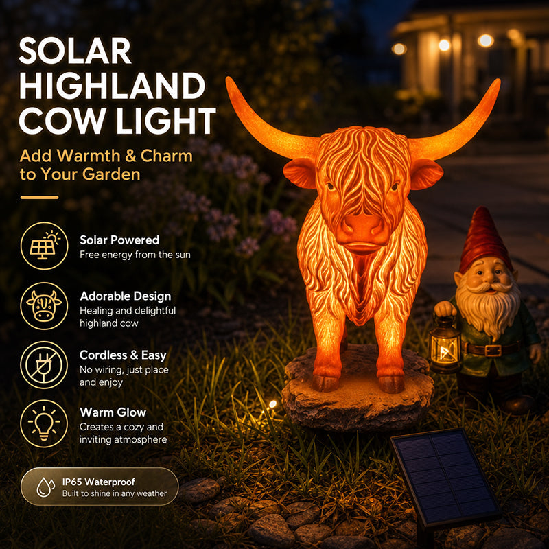 🔥LAST DAY 70% OFF-💡🐮Highland Cattle Solar Garden Ornament Light