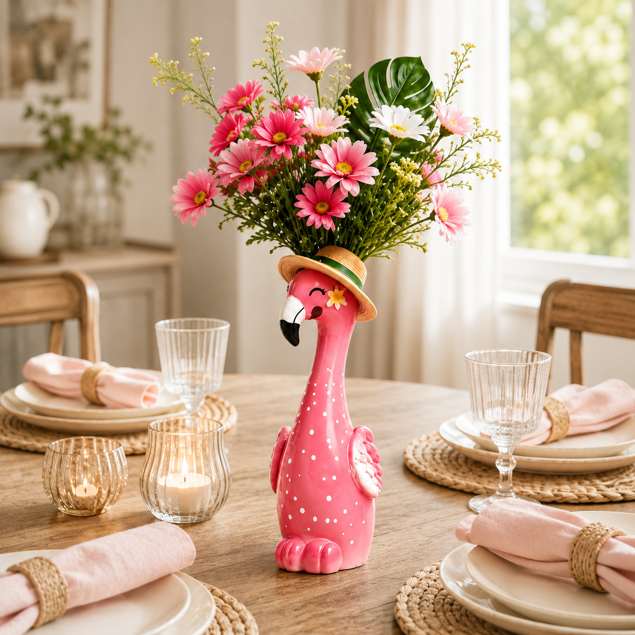 🔥Last 30pcs🎉-🦩 Cute Pink Flamingo Ceramic Vase|Home Table Decor💖
