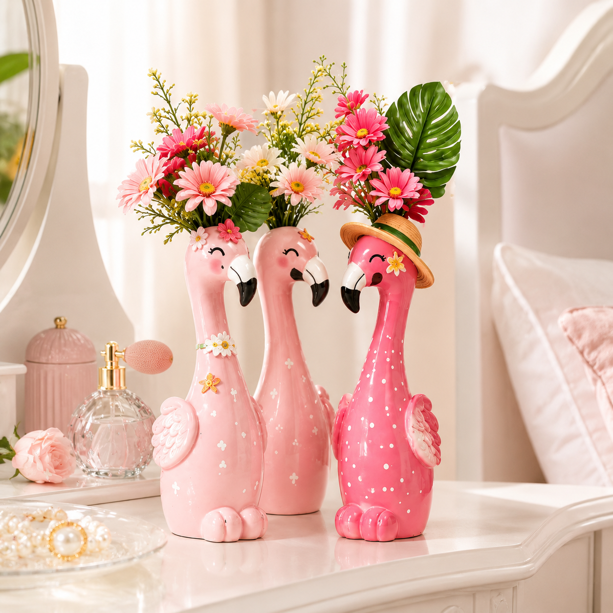 🔥Last 30pcs🎉-🦩 Cute Pink Flamingo Ceramic Vase|Home Table Decor💖