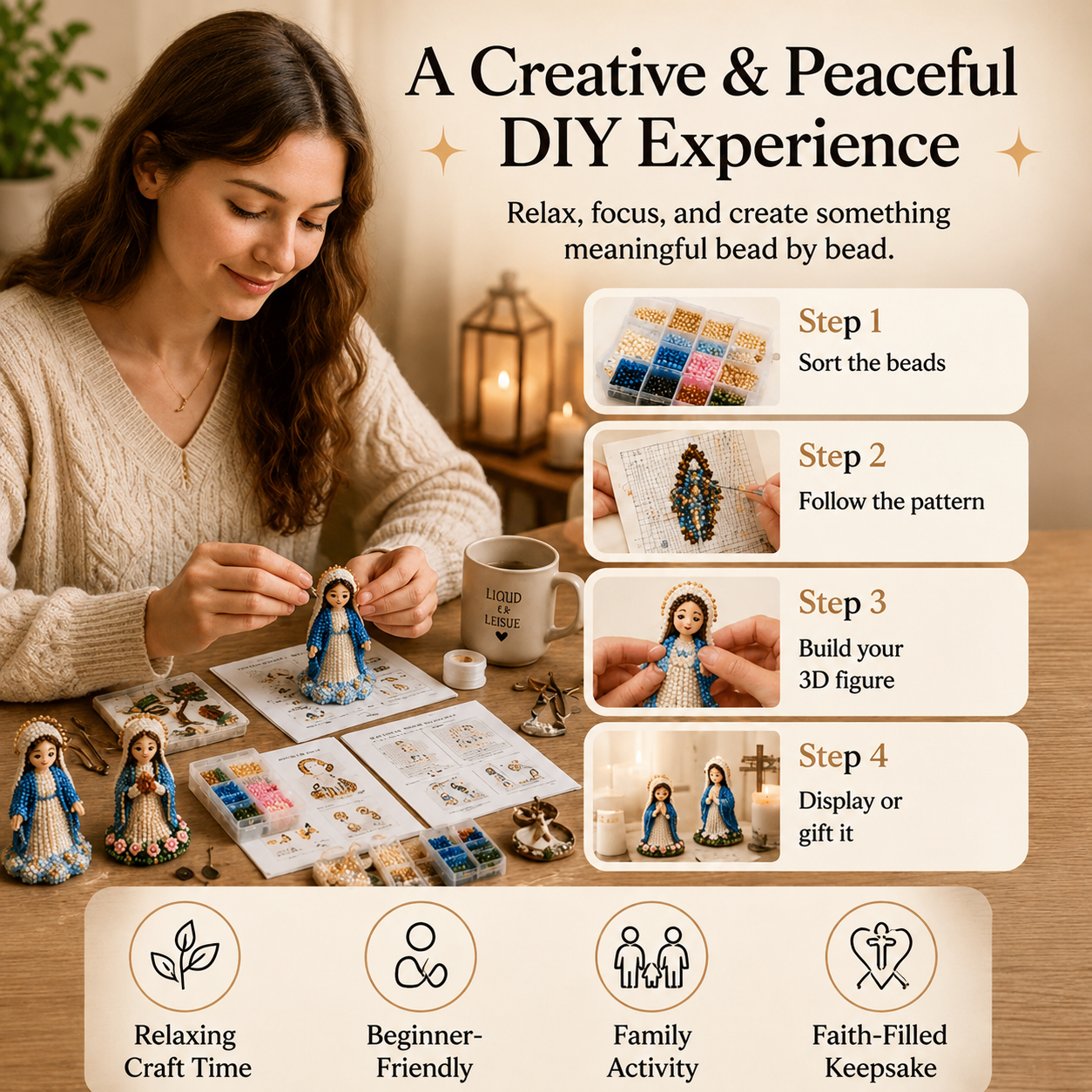 🎁Last Day 50% OFF✨ 3D Beaded Christian DIY Kit🎀✝️