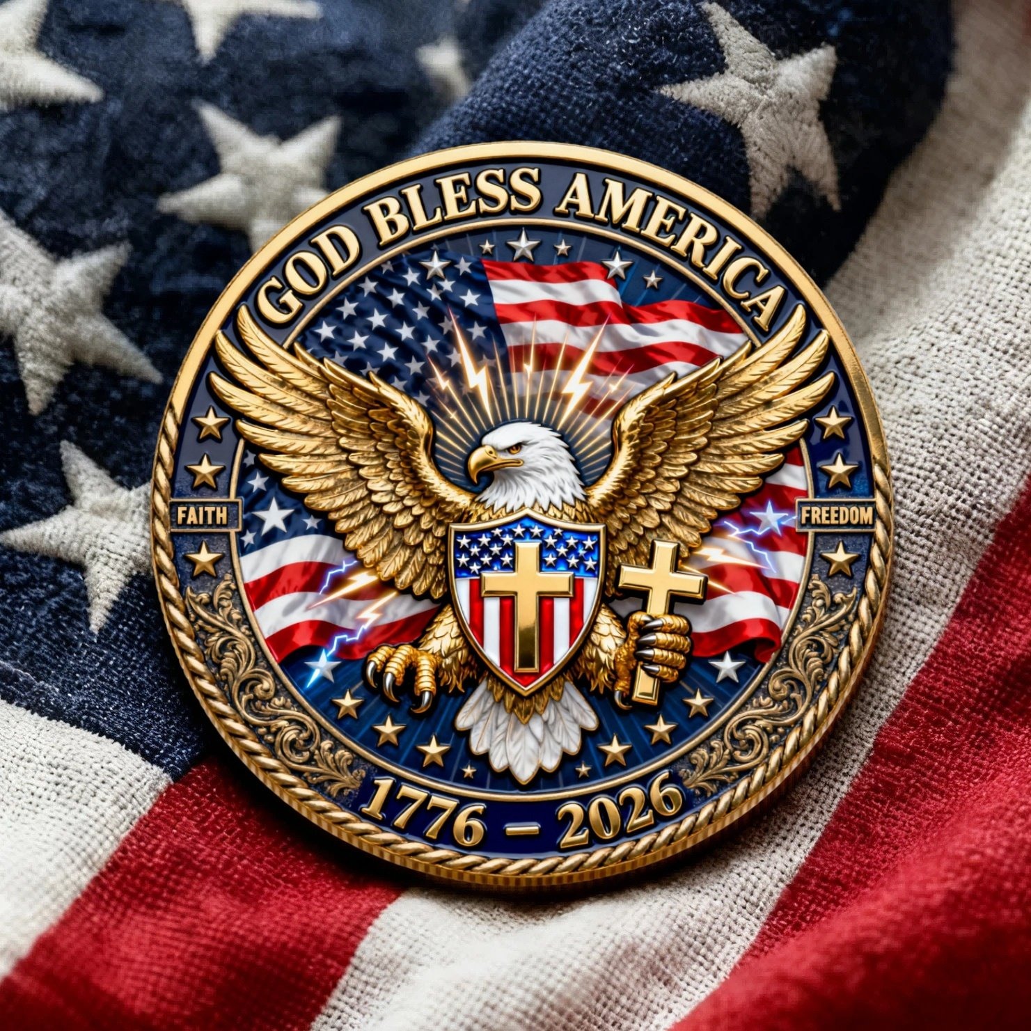 🔥Flash Sale 60% OFF🪙 GOD BLESS AMERICA 250 YEARS OF AMERICAN GREATNESS COIN