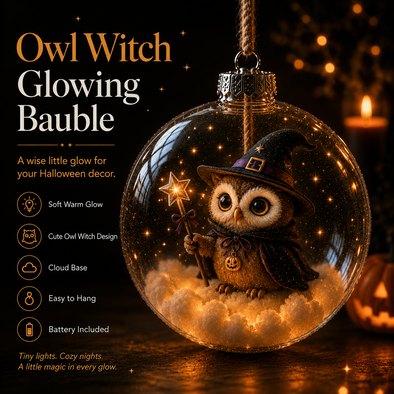🔥LAST DAY 70% OFF –🎃 Halloween Glowing Mini Ornament Collection – Cat / Witch / Pumpkin / Ghost Lighted Decor