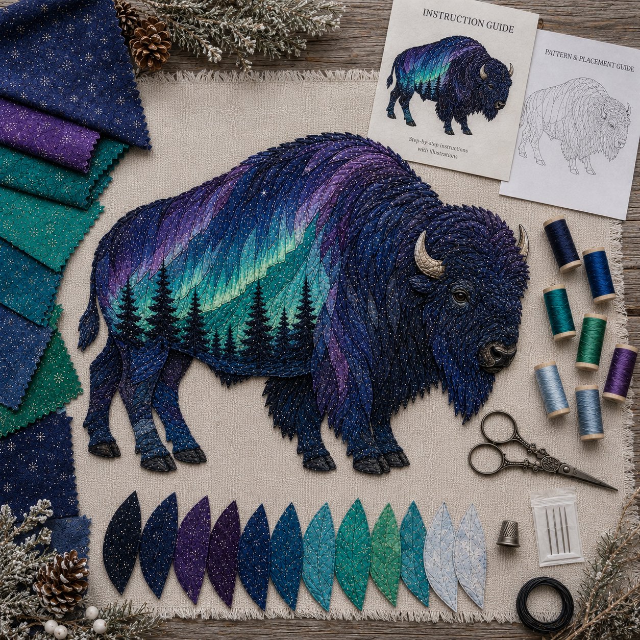 🔥LAST DAY 70% OFF –Northern Lights Wildlife DIY Patchwork Kit