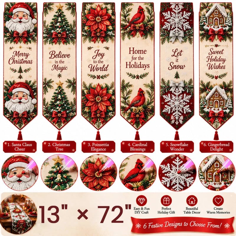 đ„HOT SALEđ„âš DIY Christmas Diamond Painting Table Runner Kit-đ„Last 40pcsđ