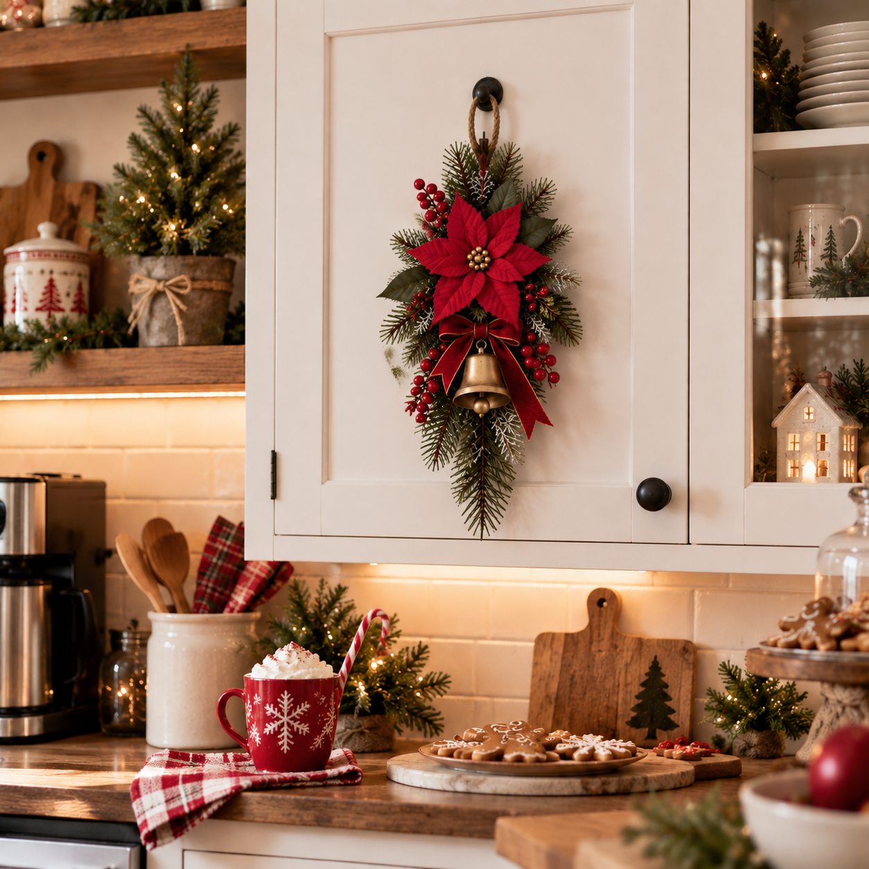 🔥Last 40 pcs🎉-Classic Red Poinsettia Christmas Door Swag