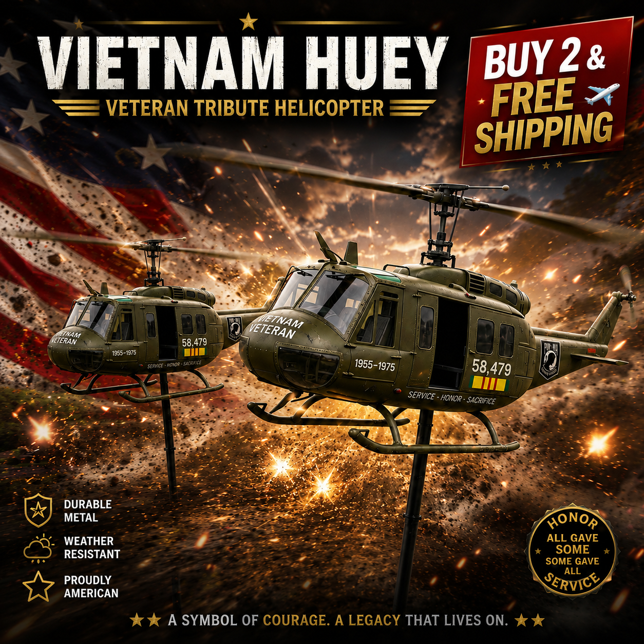 🏆Last Day Promo: 50% OFF🎖️Vietnam Veteran UH-1 Helicopter Wind Spinner✨