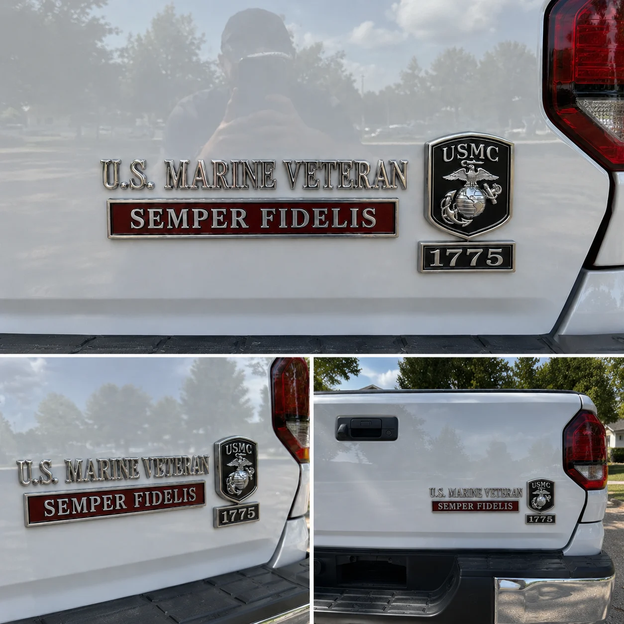 🦅 U.S. Marines Veteran Semper Fidelis 3D Metal Car Emblem Badge – Honor Courage Commitment Vehicle Decal for Marine Corps Veterans
