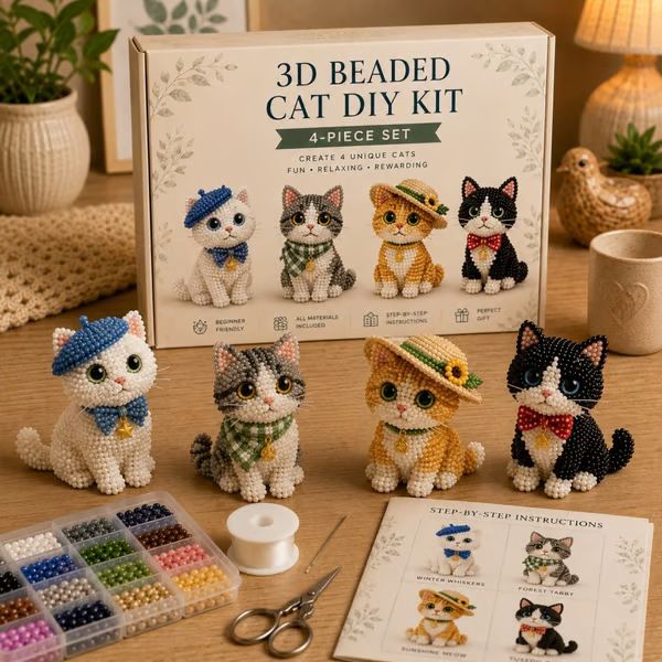 🔥LAST DAY 70% OFF-🐱 Create 4 Adorable Beaded Cats Yourself
