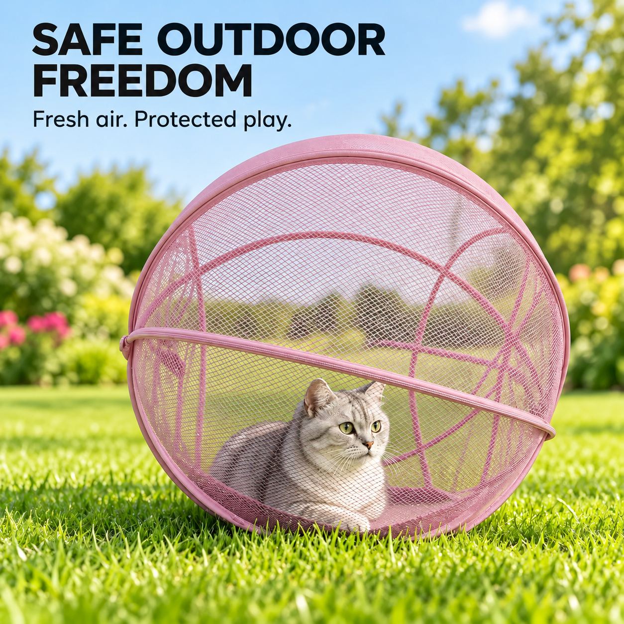 🔥Last 40pcs🎉-🐱🌿 FreshAir Cat Haven – Pop-Up Mesh Playpen