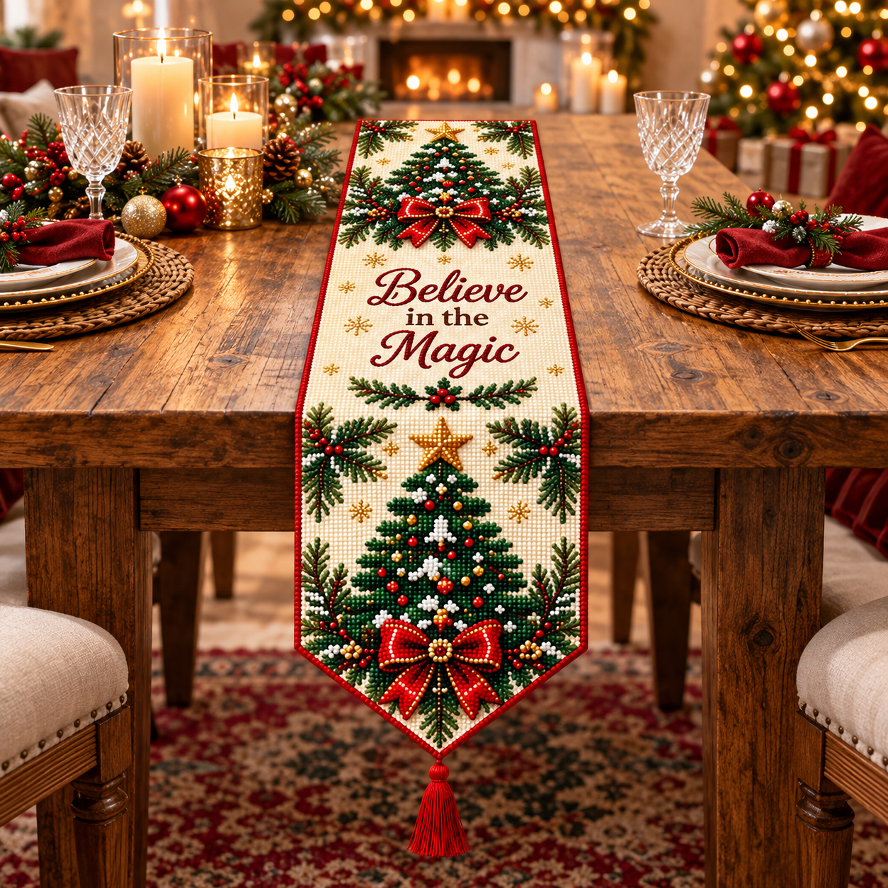 đ„HOT SALEđ„âš DIY Christmas Diamond Painting Table Runner Kit-đ„Last 40pcsđ