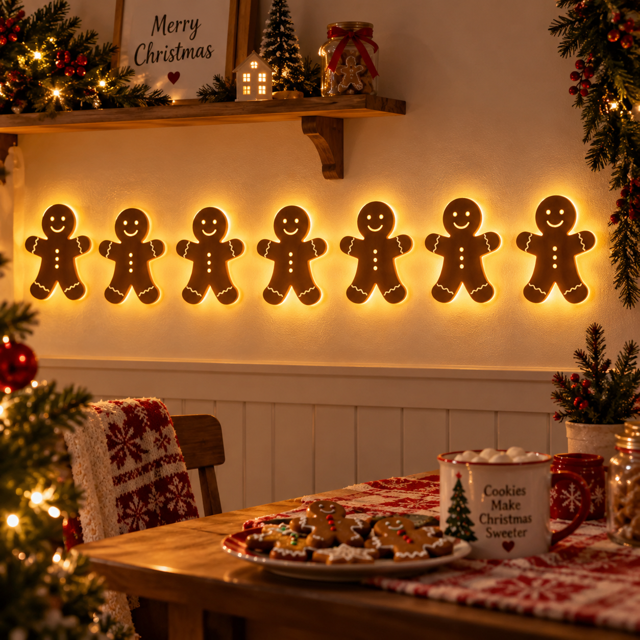 🔥Last 45pcs🎉-LED Reindeer Wall Decorations - Festive Christmas Lighting