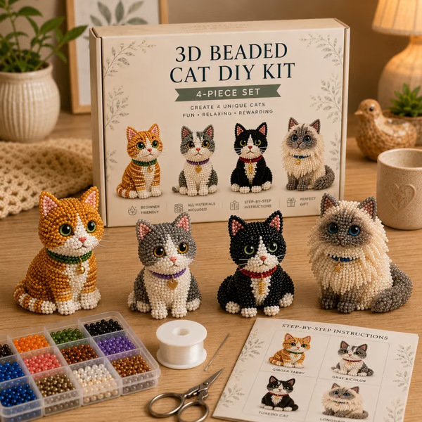 🔥LAST DAY 70% OFF-🐱 Create 4 Adorable Beaded Cats Yourself