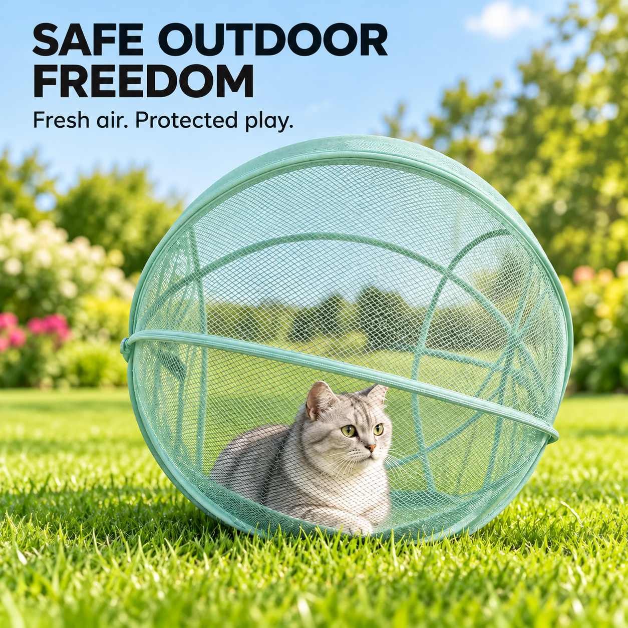 🔥Last 40pcs🎉-🐱🌿 FreshAir Cat Haven – Pop-Up Mesh Playpen