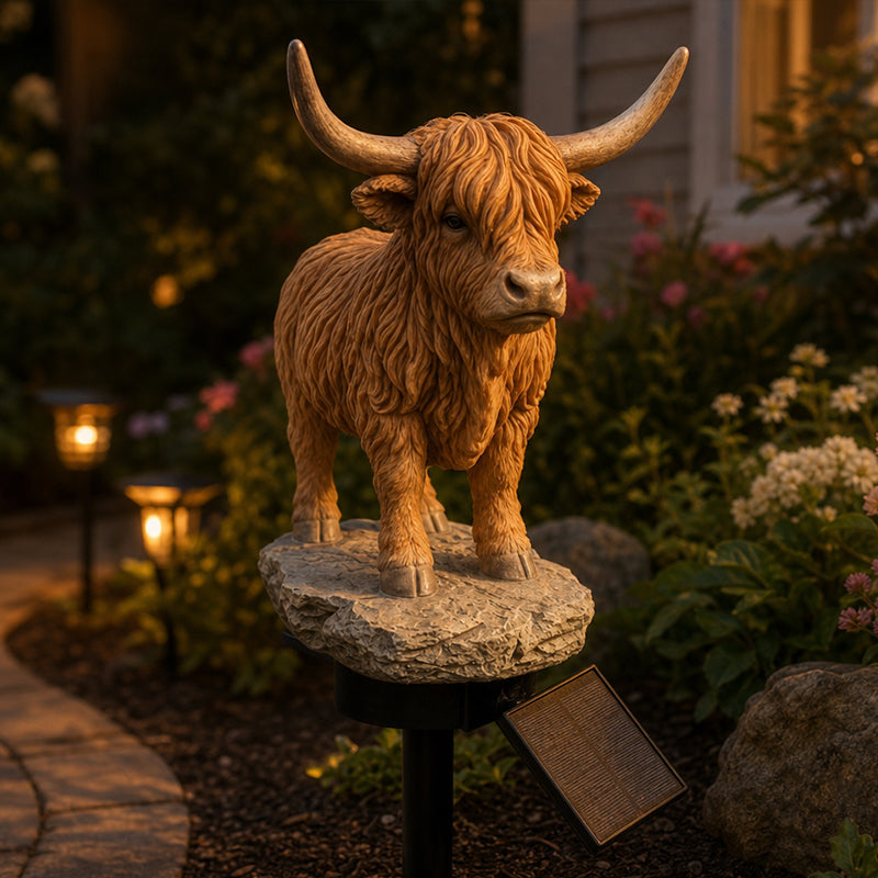 🔥LAST DAY 70% OFF-💡🐮Highland Cattle Solar Garden Ornament Light