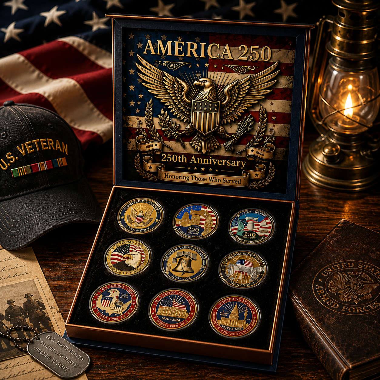 🔥LAST DAY 50% OFF✨9PCS USA 250th Anniversary Commemorative Coin Gift Set
