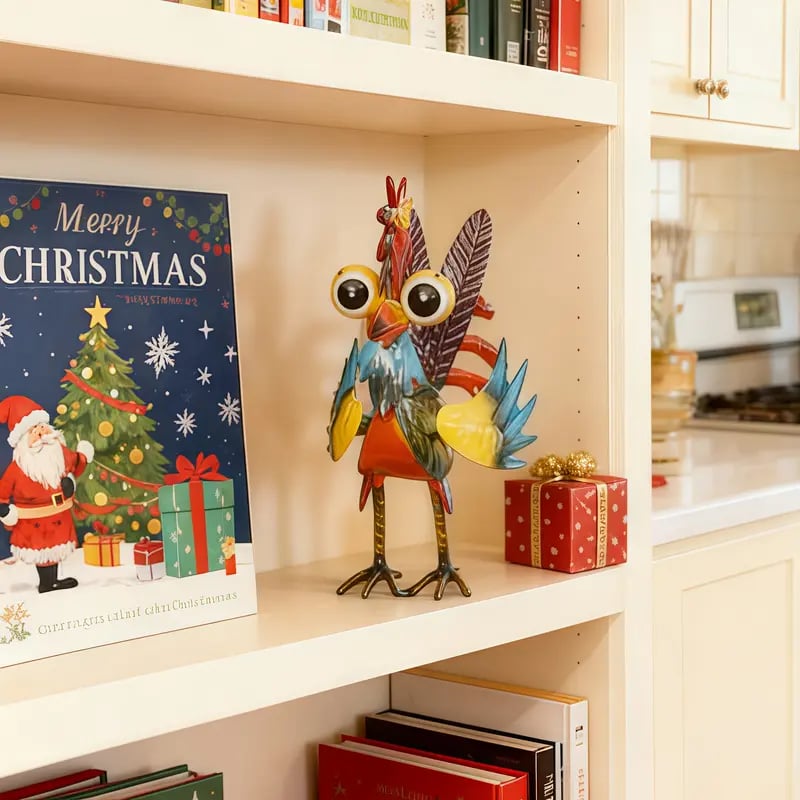 Colorful Metal Rooster Garden Statue 🐓 | Artistic Farmhouse Decor & Rust-Proof Patio Sculpture ✨