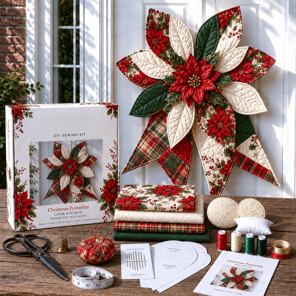 🔥Last 36pcs🎉🎁Last Day 70% OFF- Large Patchwork Bow Sewing Kit (Beginner-Friendly)