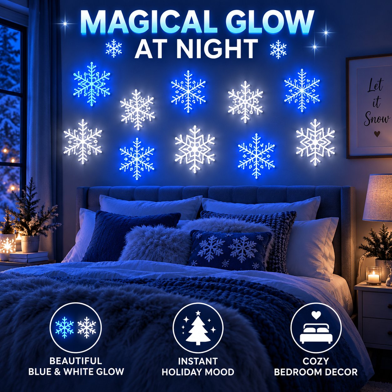 🔥Last 100pcs🎉-❄️ 6PCS LED Snowflake Wall Lights – Peel & Stick Winter Wonderland Christmas Decor🎄